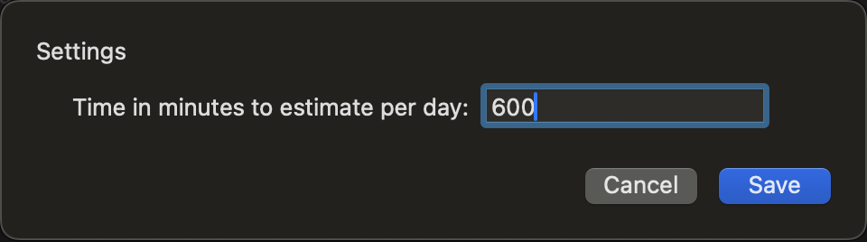 Estimate days settings